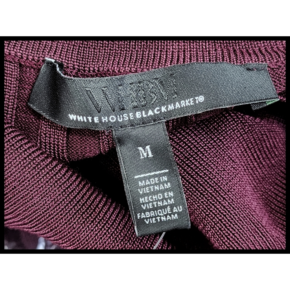 NWT White House Black Market Ribbed Turtleneck Skinny Top Port Wine Medium NEW - Picture 6 of 11